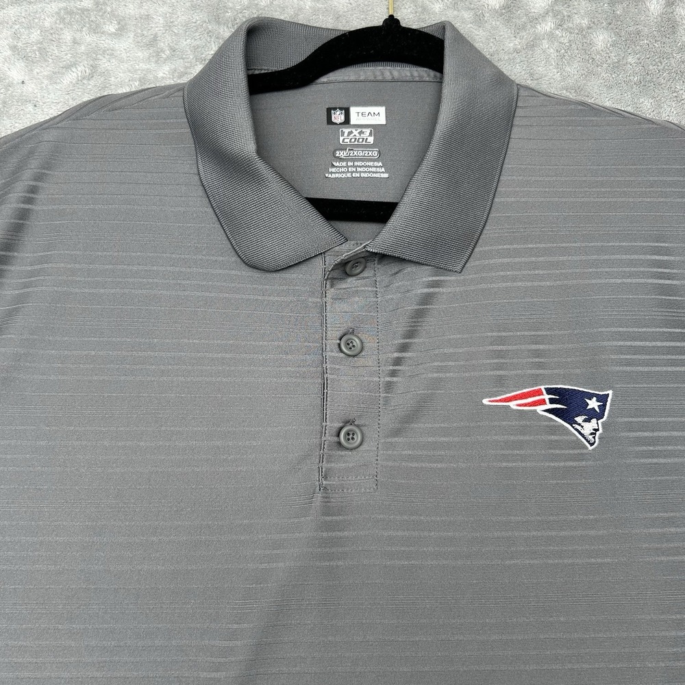 New England Patriots NFL Football Team Apparel Gray Golf Polo Shirt Size 2XL